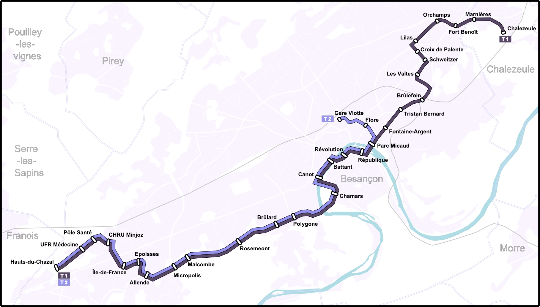 map of besançon